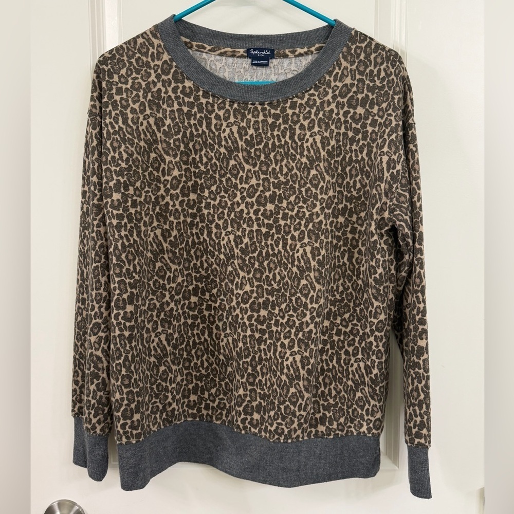 Splendid Leopard Print Sweater - Brown and Gray